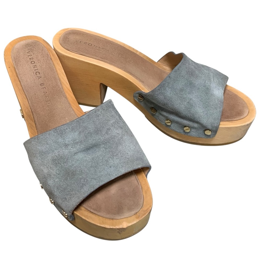 Veronica Beard Hannalee Blue Suede Clogs size 7.5